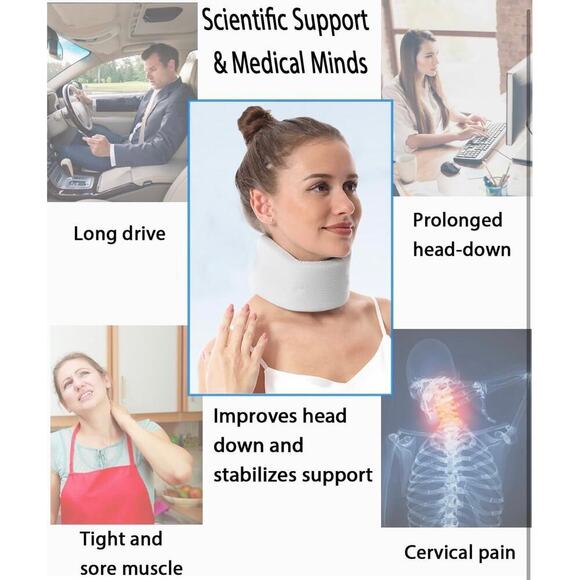 Neck Brace for Sleeping, Soft Foam Cervical Collar for Neck Pain and Support (M) - Picture 6 of 8